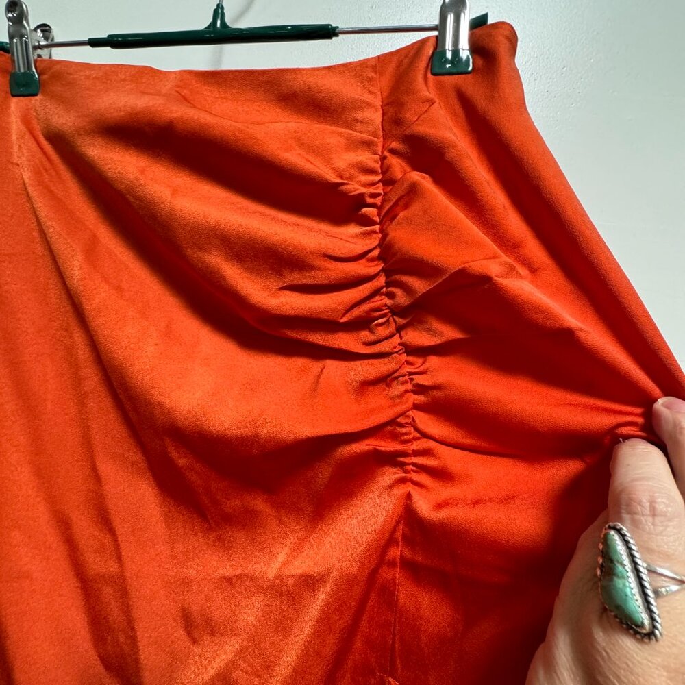 LuLumari Side Slit Skirt Small Burnt Orange RushedSide - Picture 6 of 11